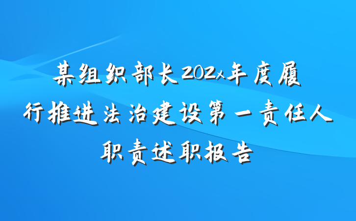 某组织部长202x年度履行推进法治建设第一责任人职责述职报告
