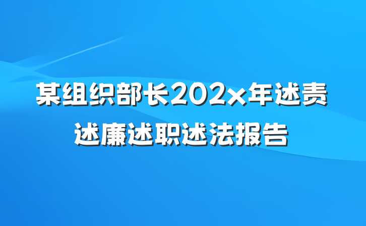 某组织部长202x年述责述廉述职述法报告