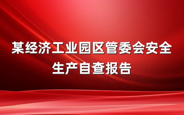 某经济工业园区管委会安全生产自查报告
