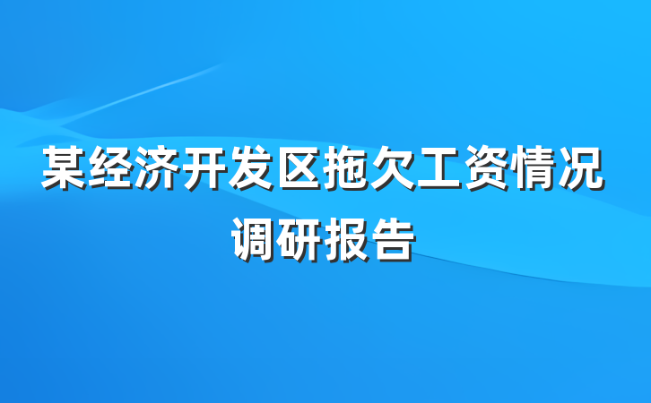 某经济开发区拖欠工资情况调研报告