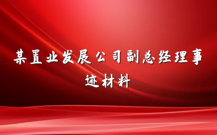 某置业发展公司副总经理事迹材料
