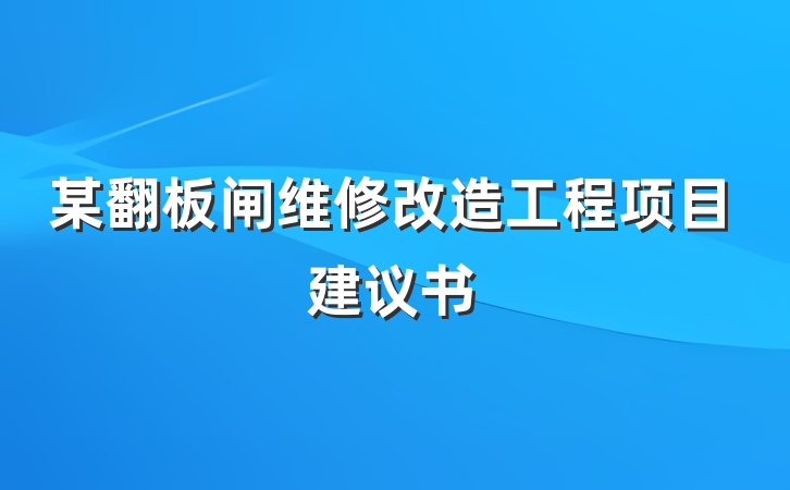 某翻板闸维修改造工程项目建议书