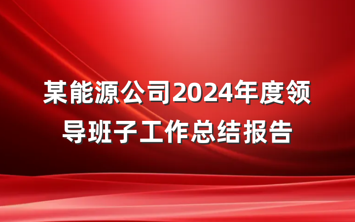 某能源公司2024年度领导班子工作总结报告