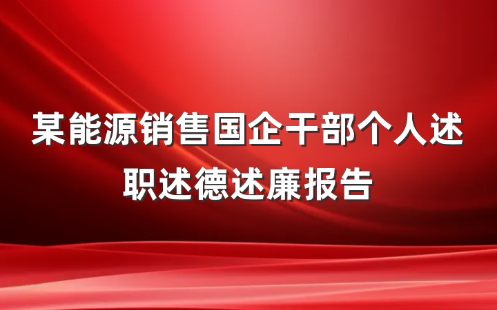 某能源销售国企干部个人述职述德述廉报告