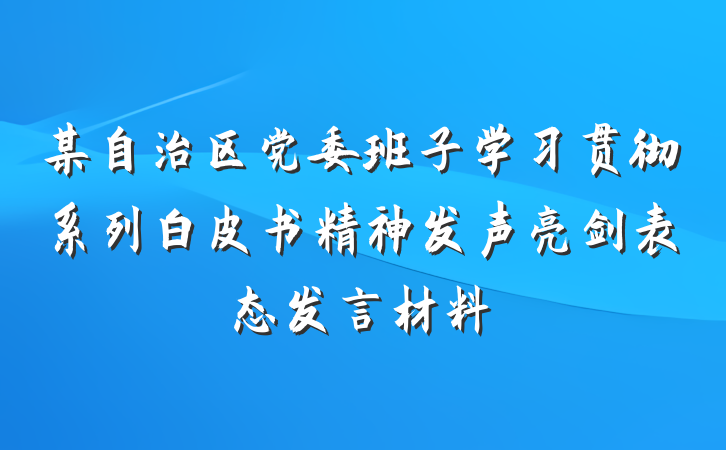 某自治区党委班子学习贯彻系列白皮书精神发声亮剑表态发言材料