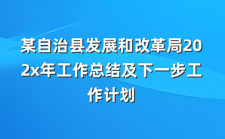 某自治县发展和改革局202x年工作总结及下一步工作计划