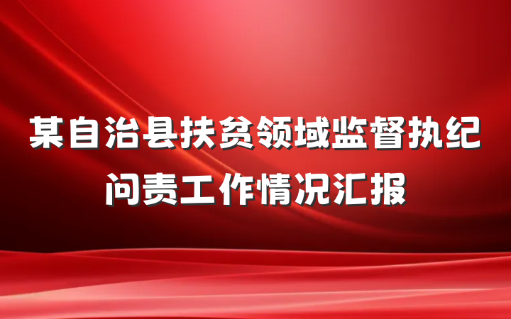 某自治县扶贫领域监督执纪问责工作情况汇报