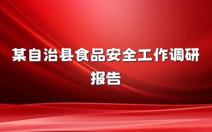 某自治县食品安全工作调研报告