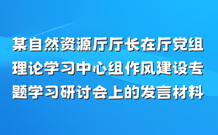 某自然资源厅厅长在厅党组理论学习中心组作风建设专题学习研讨会上的发言材料