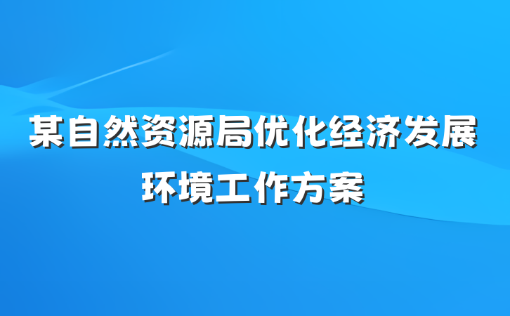 某自然资源局优化经济发展环境工作方案