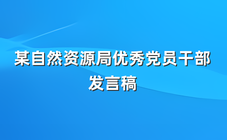 某自然资源局优秀党员干部发言稿