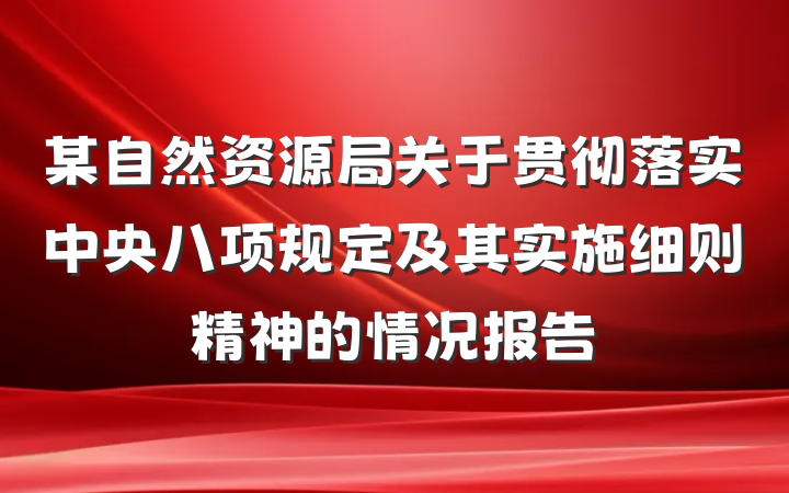 某自然资源局关于贯彻落实中央八项规定及其实施细则精神的情况报告