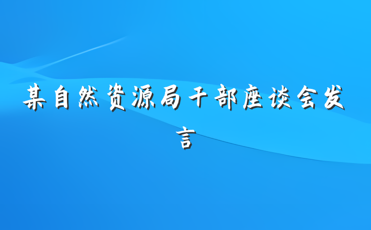 某自然资源局干部座谈会发言