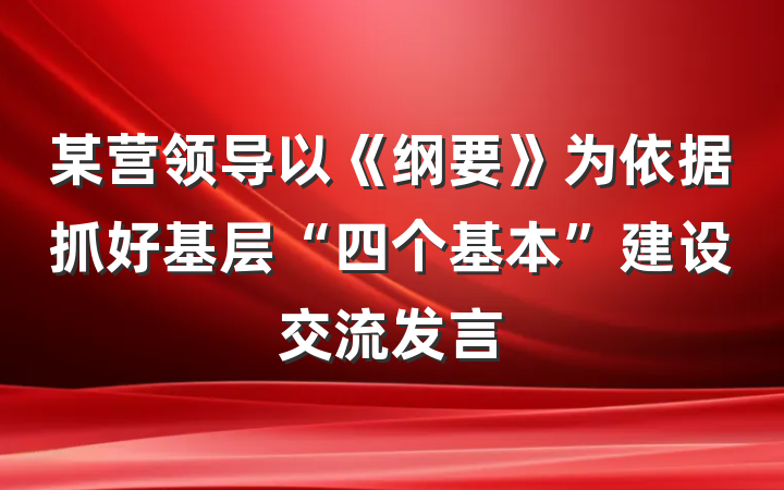 某营领导以《纲要》为依据抓好基层“四个基本”建设交流发言