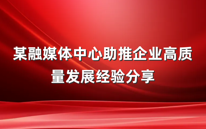 某融媒体中心助推企业高质量发展经验分享