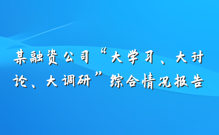某融资公司“大学习、大讨论、大调研”综合情况报告