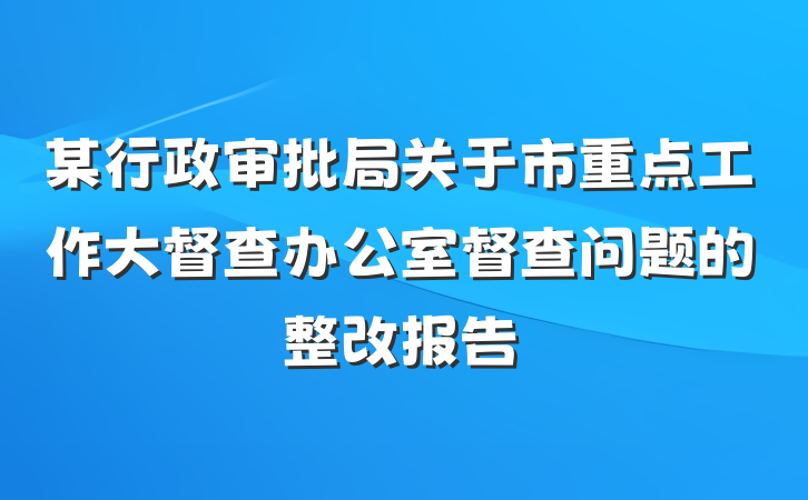 某行政审批局关于市重点工作大督查办公室督查问题的整改报告