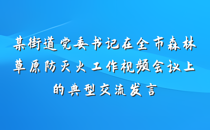 某街道党委书记在全市森林草原防灭火工作视频会议上的典型交流发言