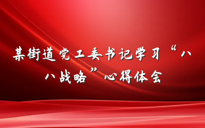 某街道党工委书记学习“八八战略”心得体会