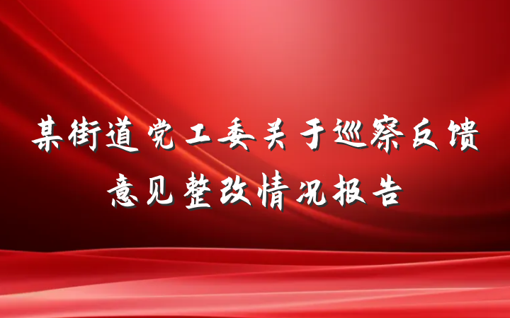 某街道党工委关于巡察反馈意见整改情况报告