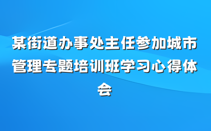 某街道办事处主任参加城市管理专题培训班学习心得体会