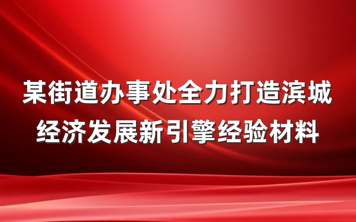 某街道办事处全力打造滨城经济发展新引擎经验材料