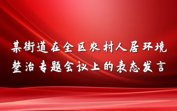 某街道在全区农村人居环境整治专题会议上的表态发言