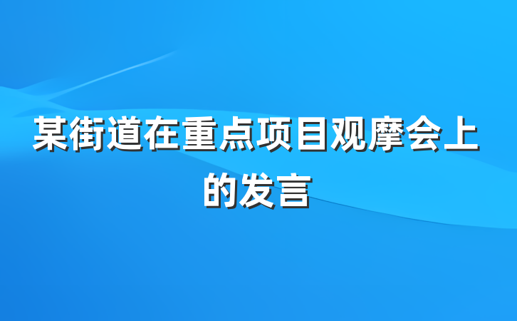 某街道在重点项目观摩会上的发言