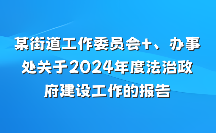 某街道工作委员会 、办事处关于2024年度法治政府建设工作的报告