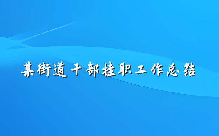 某街道干部挂职工作总结