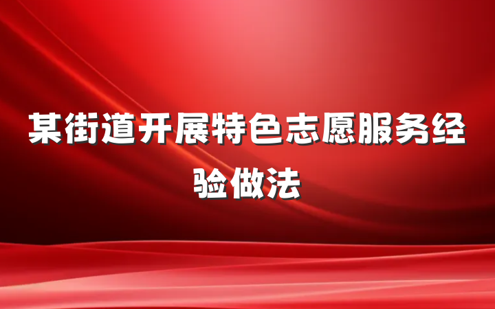 某街道开展特色志愿服务经验做法