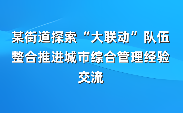 某街道探索“大联动”队伍整合推进城市综合管理经验交流