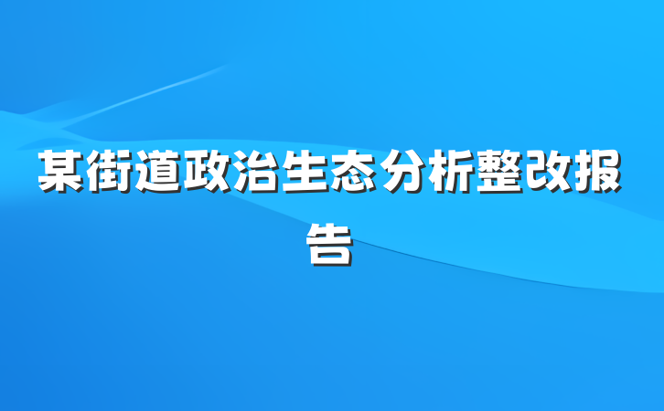 某街道政治生态分析整改报告