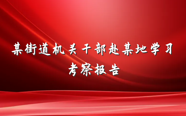 某街道机关干部赴某地学习考察报告