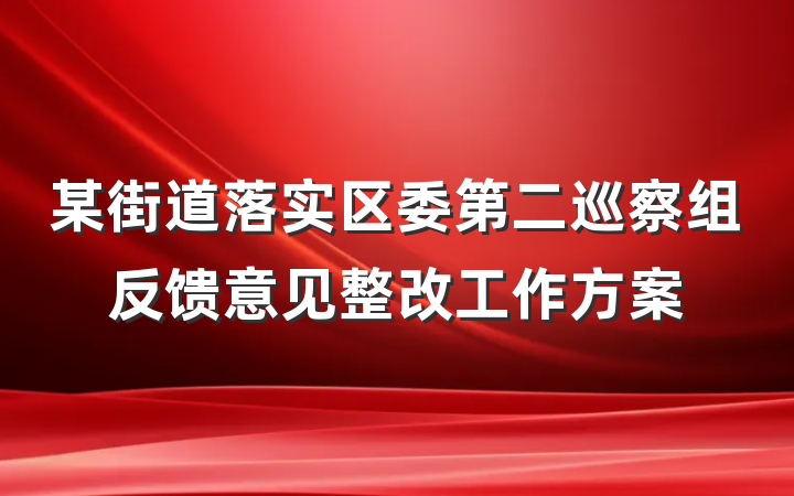某街道落实区委第二巡察组反馈意见整改工作方案