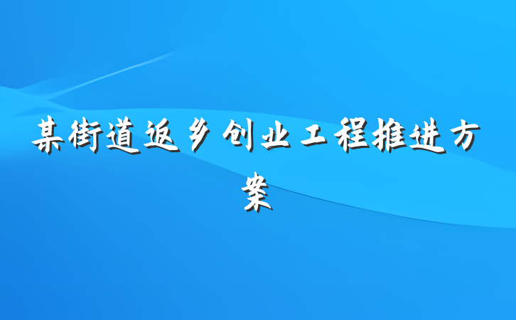 某街道返乡创业工程推进方案