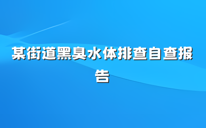 某街道黑臭水体排查自查报告