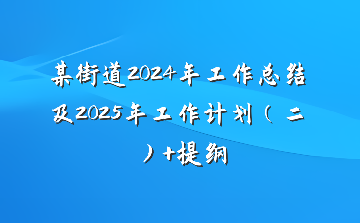 某街道2024年工作总结及2025年工作计划（二） 提纲