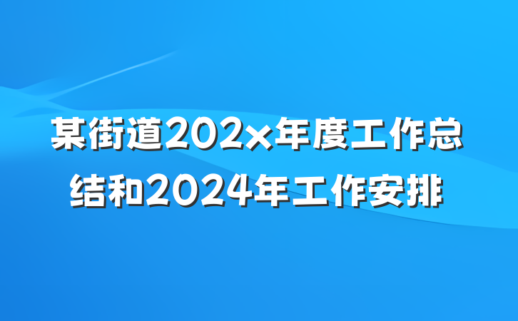 某街道202x年度工作总结和2024年工作安排