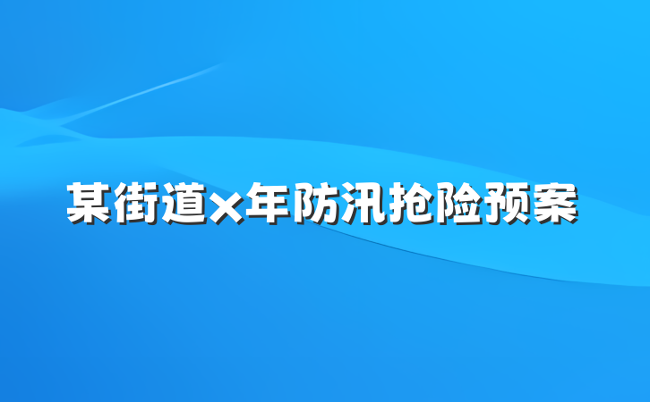 某街道x年防汛抢险预案