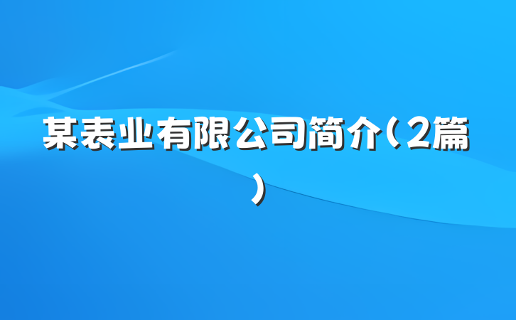 某表业有限公司简介（2篇）