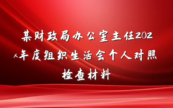 某财政局办公室主任202x年度组织生活会个人对照检查材料