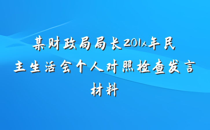 某财政局局长201x年民主生活会个人对照检查发言材料