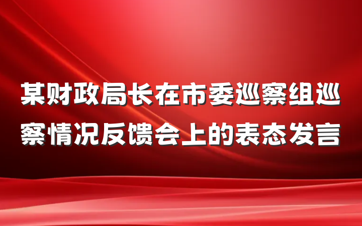 某财政局长在市委巡察组巡察情况反馈会上的表态发言