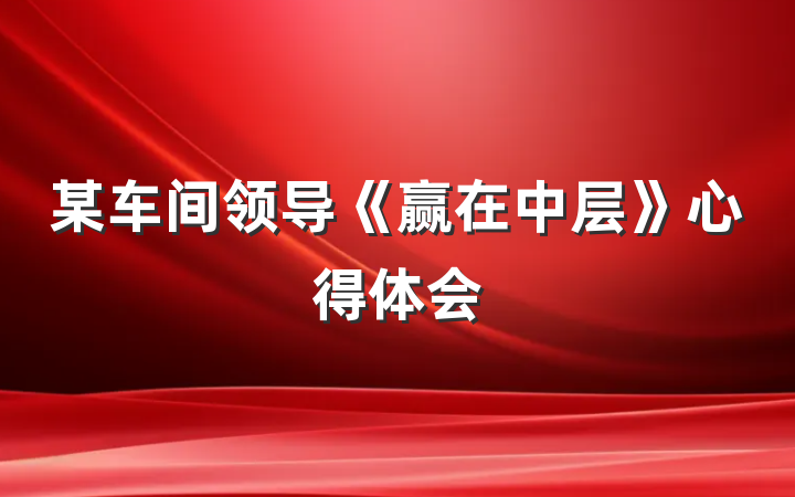 某车间领导《赢在中层》心得体会