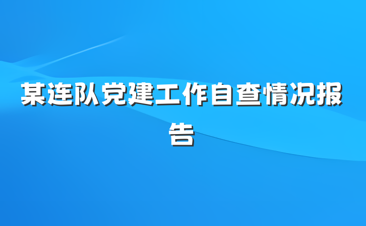某连队党建工作自查情况报告