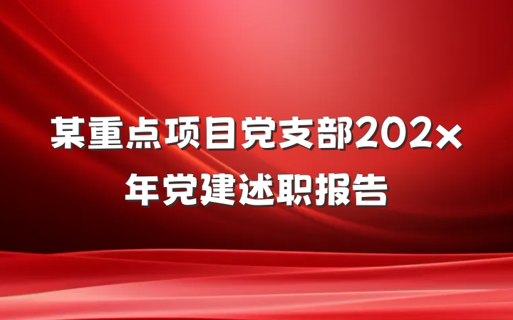 某重点项目党支部202x年党建述职报告