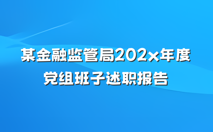 某金融监管局202x年度党组班子述职报告