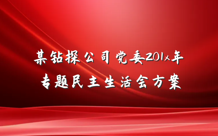 某钻探公司党委201x年专题民主生活会方案