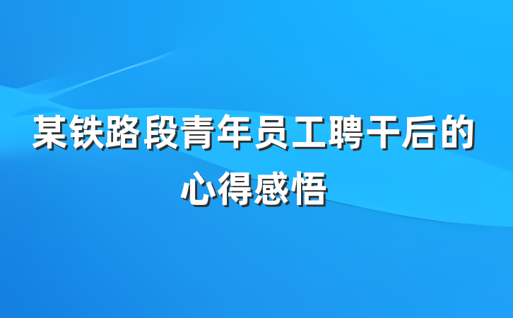 某铁路段青年员工聘干后的心得感悟